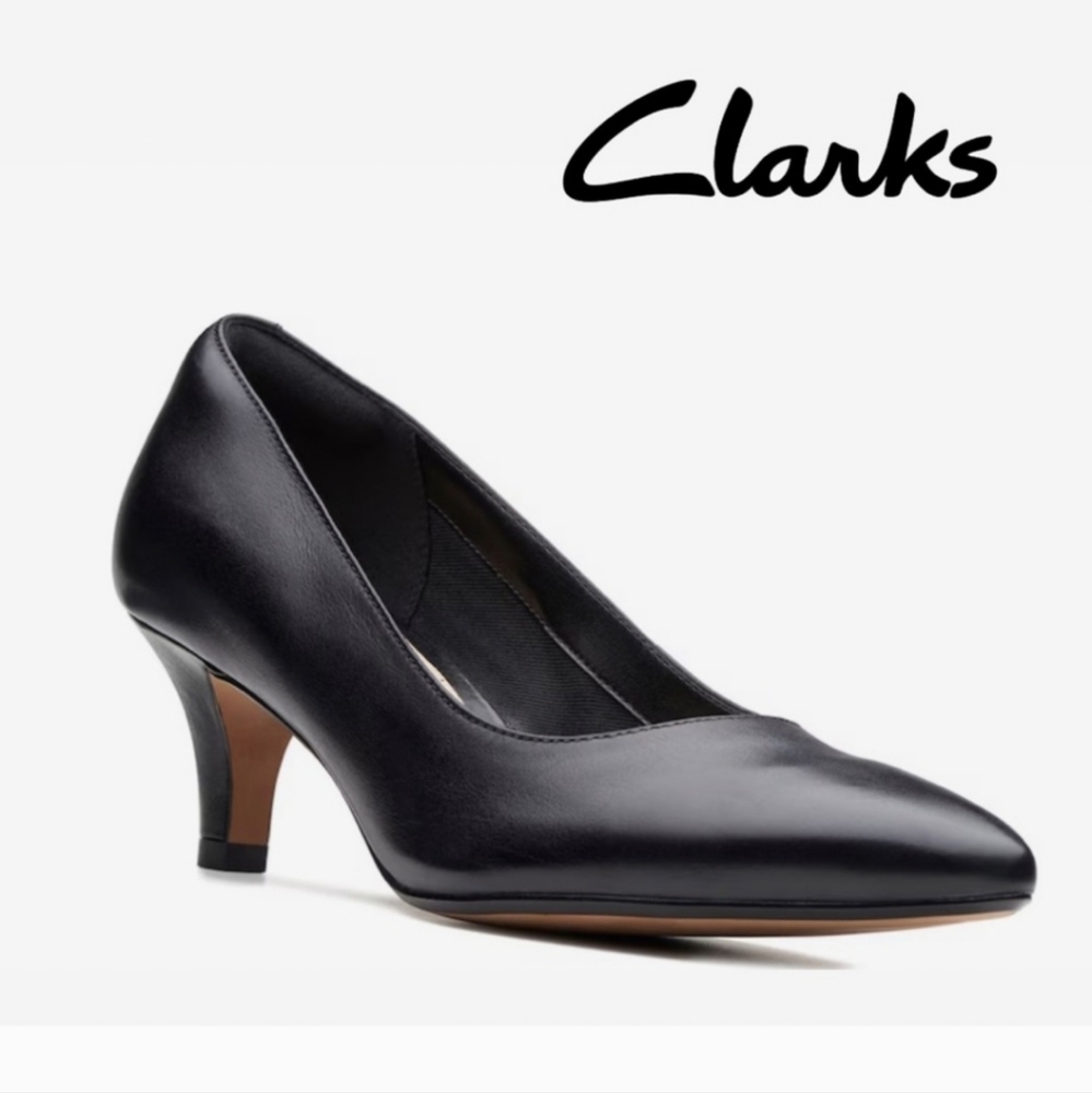 Clark's Collection Linvale Jerica black leather heel pump shoes